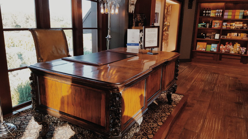 Vito Corleone's desk from the Godfather. One of the many film props on display at the Francis Ford Coppola Winery in Geyserville, California.