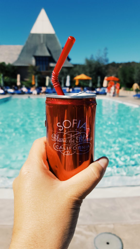 Sofia Coppola's Blanc de Blanc wine at the Francis Ford Coppola Winery pool.