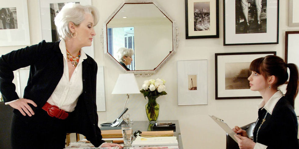 Meryl Streep and Anne Hathaway star in The Devil Wears Prada as Miranda Priestly and Andy Sachs.