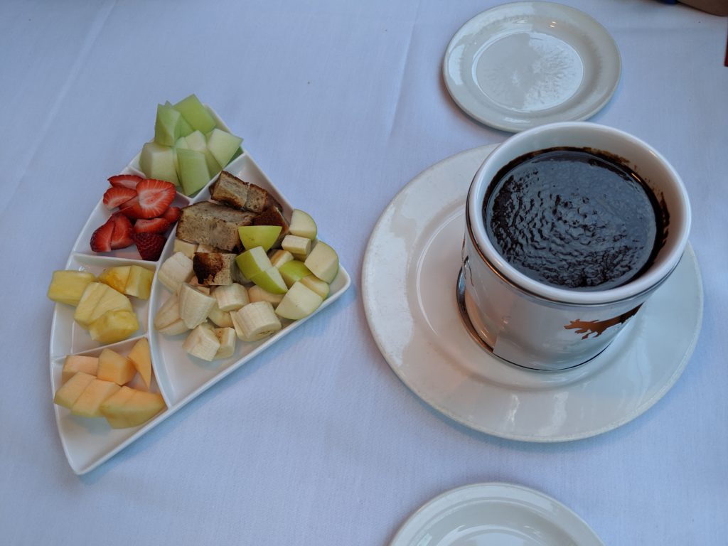 Chocolate fondue in Banff.