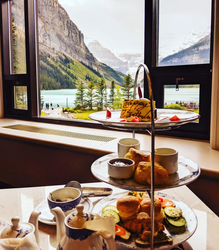 Afternoon tea at the Fairmont Lake Louise in Banff.