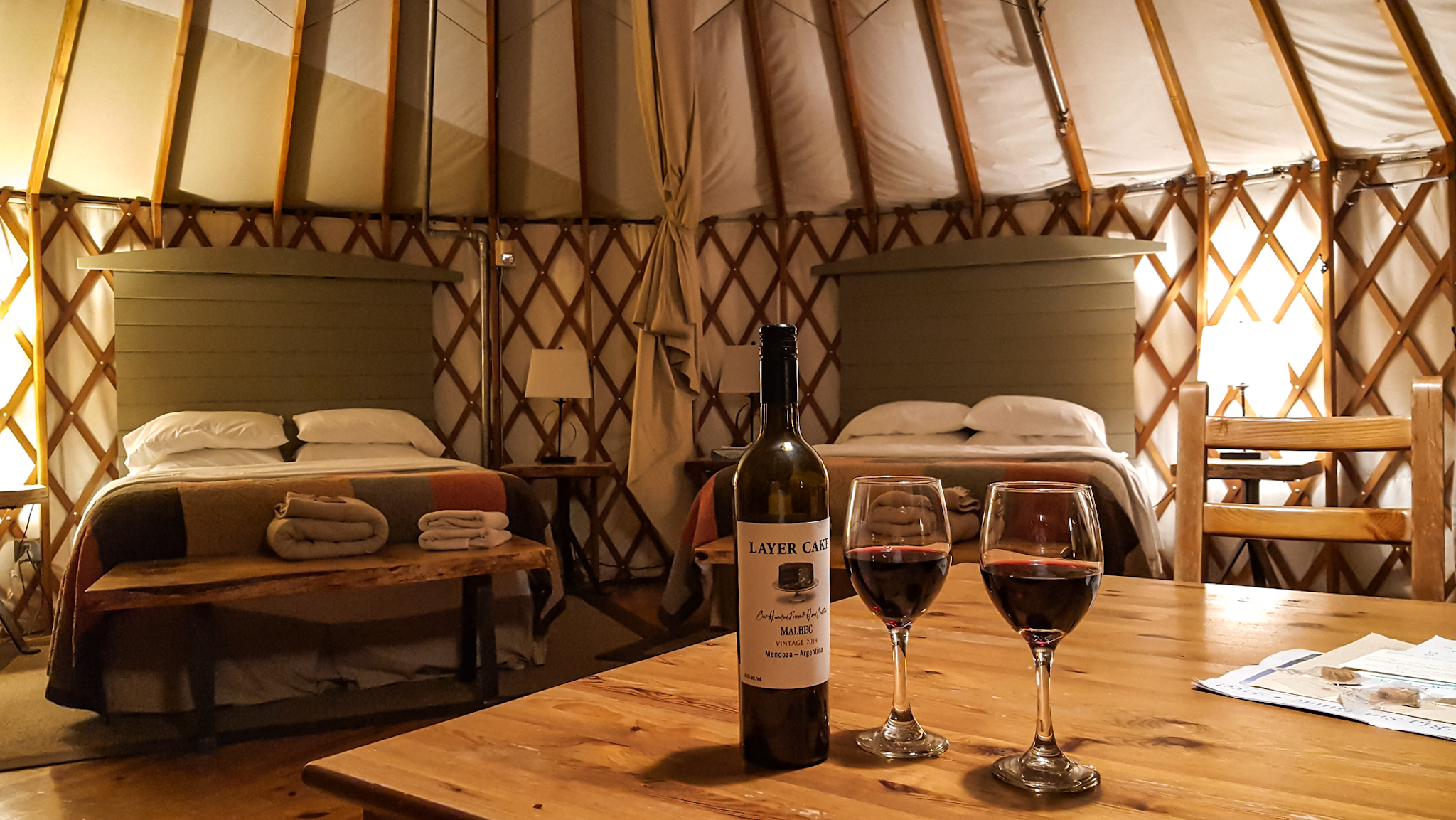 Inside a yurt at Treebones Resort in Big Sur, on the California coast. 