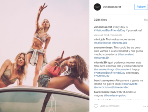 Lingerie giant Victoria's Secret gives a shout out to National Best Friend's Day with the help of their model/influencer squad.