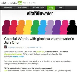 An interview with Jiah Choi, creative director for vitaminwater.