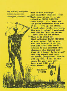 Ray Bradbury wrote this inspiring letter of advice to a fan in 1991.