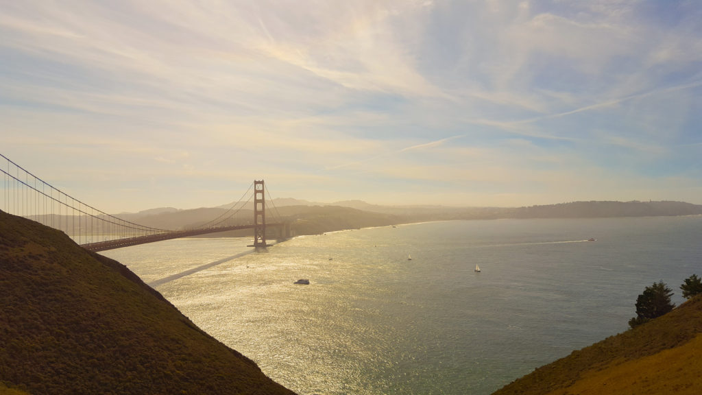 The Golden Gate Bridge as seen from the Marin Headlands.