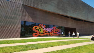 The sign outside the Summer of Love exhibit at the deYoung Museum in San Francisco.