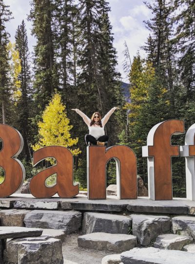 Me sitting on the Banff letters at Banff National Park, Alberta, Canada.